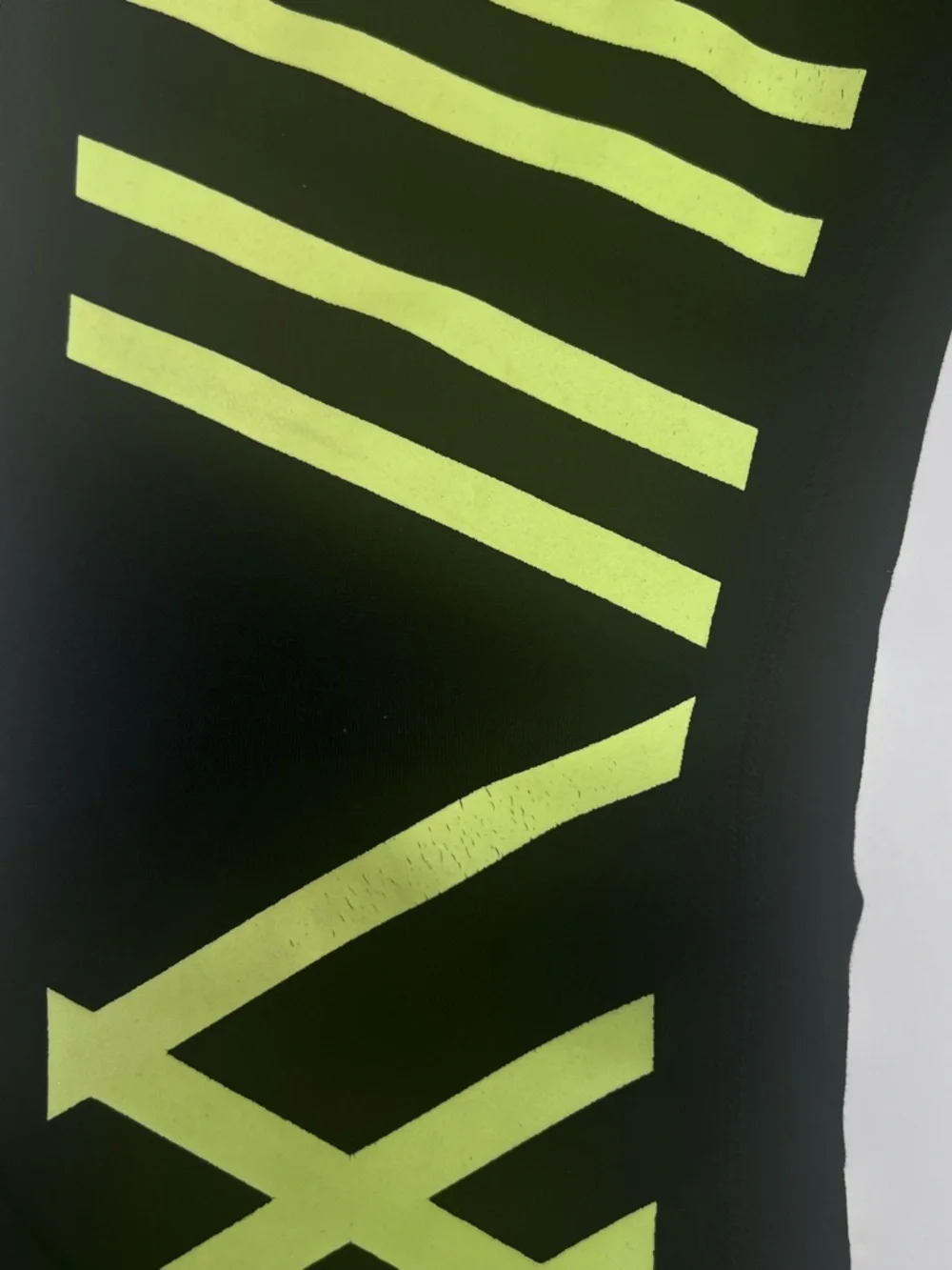 ALO YOGA High Waist Leggings Black Neon Yellow Striped Athletic Pants Size M‎
